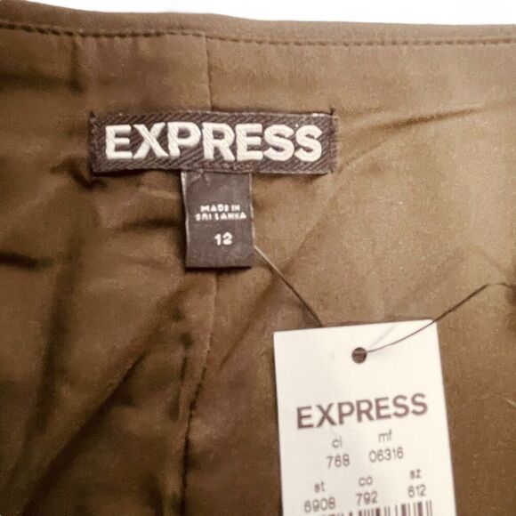Express | Khaki Olive High-Waisted Pencil Skirt Career Workwear Size 12 | NWT - Picture 3 of 10